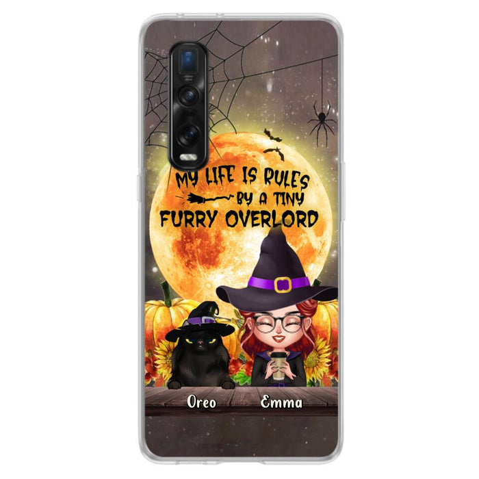 Custom Personalized Cat Witch Phone Case - Upto 5 Cats - Halloween Gift Idea For Cat Lovers - My Life Is Ruled By A Tiny Furry Overlord - Case For Xiaomi, Oppo And Huawei