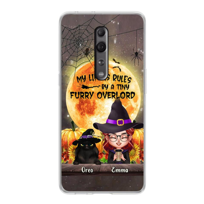 Custom Personalized Cat Witch Phone Case - Upto 5 Cats - Halloween Gift Idea For Cat Lovers - My Life Is Ruled By A Tiny Furry Overlord - Case For Xiaomi, Oppo And Huawei