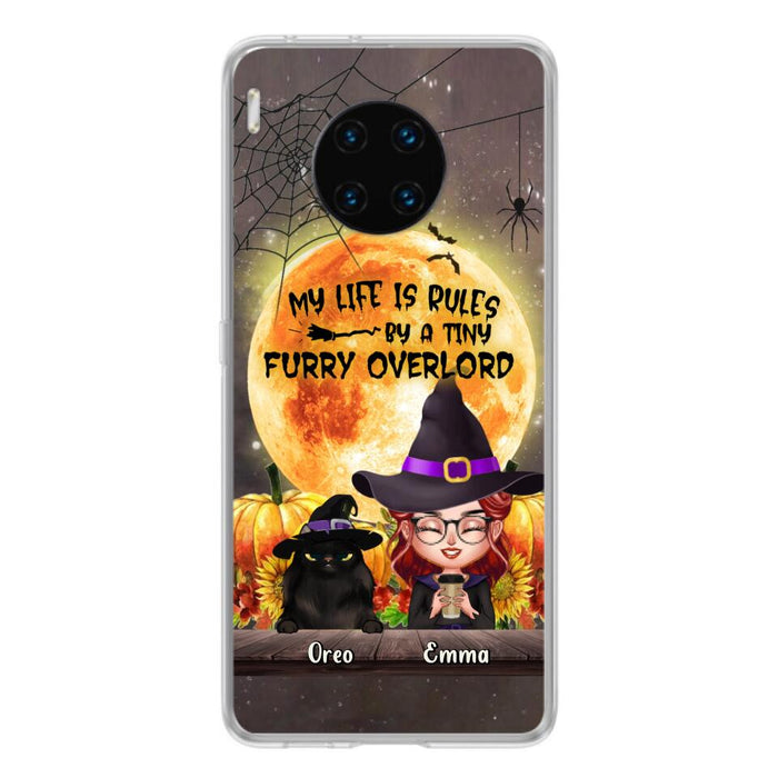 Custom Personalized Cat Witch Phone Case - Upto 5 Cats - Halloween Gift Idea For Cat Lovers - My Life Is Ruled By A Tiny Furry Overlord - Case For Xiaomi, Oppo And Huawei