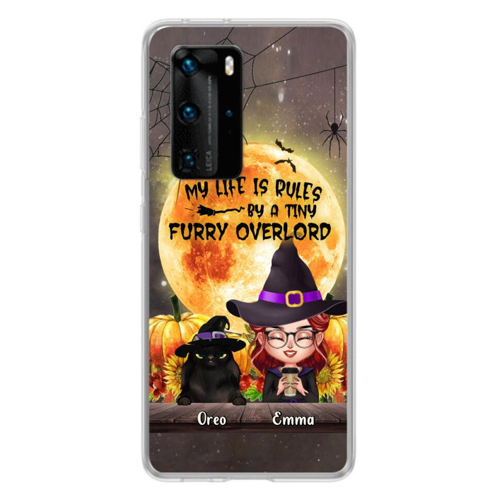 Custom Personalized Cat Witch Phone Case - Upto 5 Cats - Halloween Gift Idea For Cat Lovers - My Life Is Ruled By A Tiny Furry Overlord - Case For Xiaomi, Oppo And Huawei