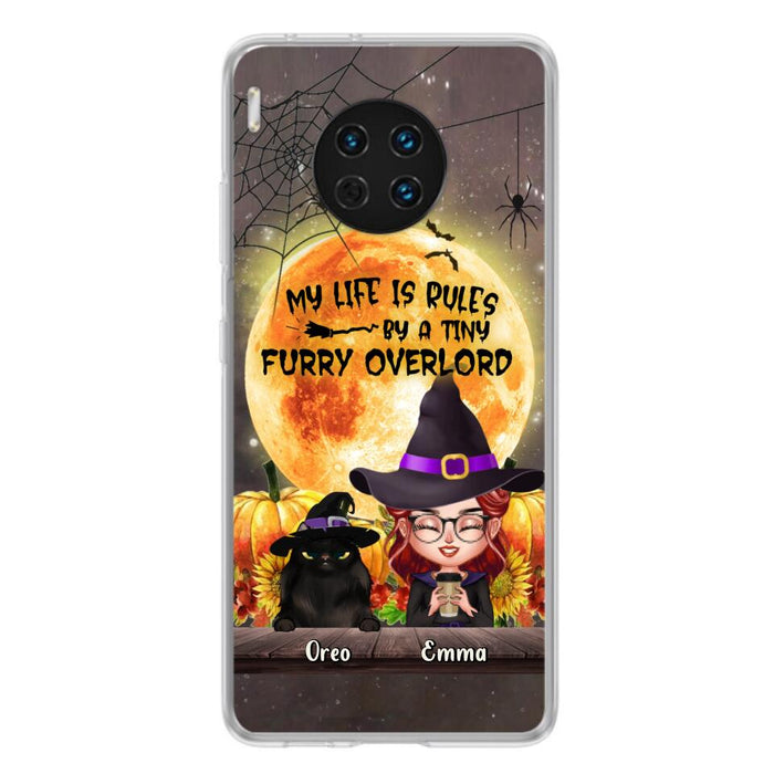 Custom Personalized Cat Witch Phone Case - Upto 5 Cats - Halloween Gift Idea For Cat Lovers - My Life Is Ruled By A Tiny Furry Overlord - Case For Xiaomi, Oppo And Huawei