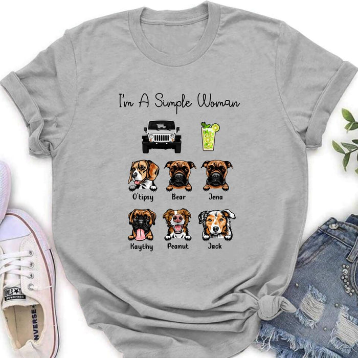 Personalized T-Shirt - Gift For Dog Dad/Mom, Dog Lover,Drinks,Off-Road - I Am A Simple Man/Woman