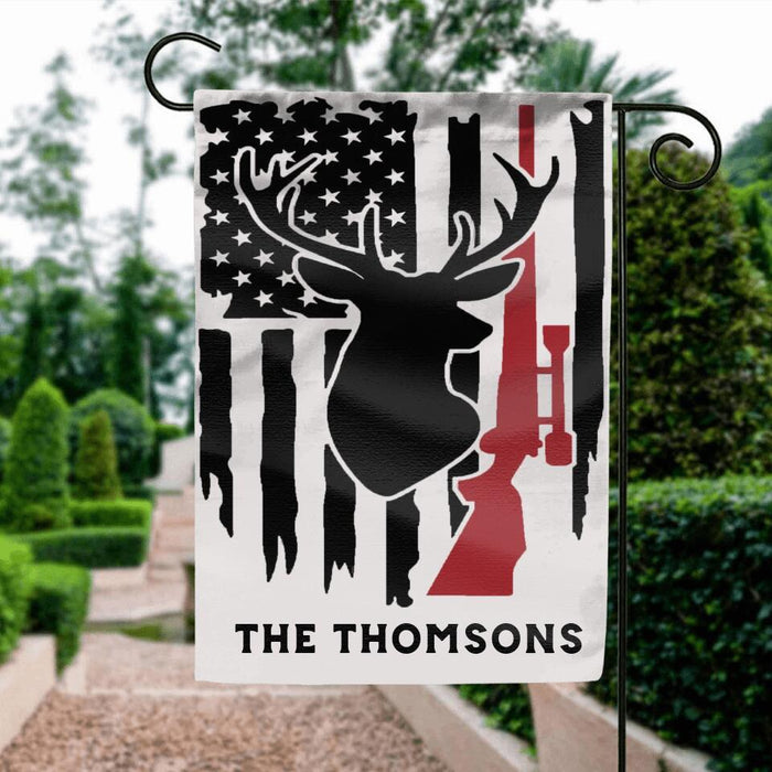 Personalized Hunting Flag Sign - Personalized Banner Family Name Garden Flag - Gift Idea For The Whole Family - The Deer Hunting