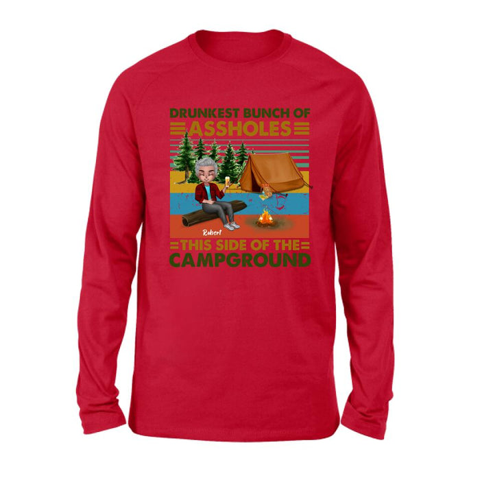 Custom Personalized Camping Shirt/ Pullover Hoodie - Gift Idea For Friends/ Camping Lover - Up to 5 People - Drunkest Bunch Of Assholes This Side Of The Campground