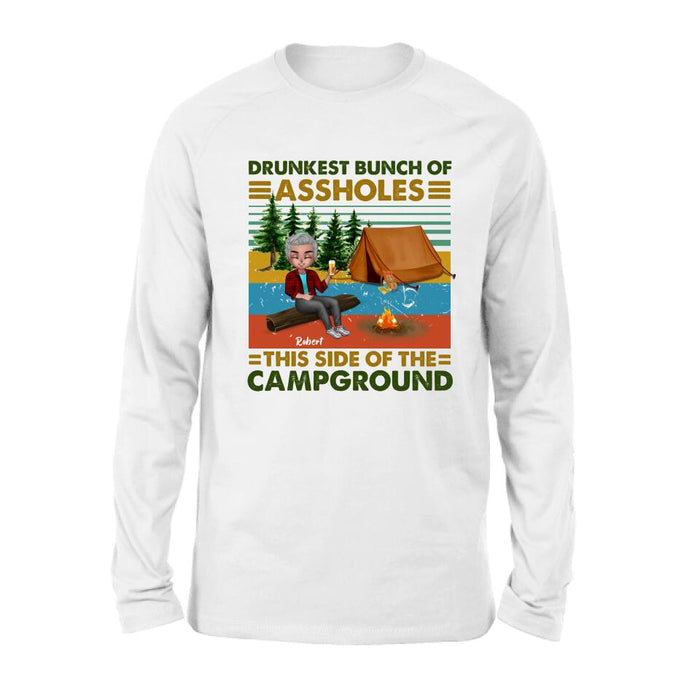 Custom Personalized Camping Shirt/ Pullover Hoodie - Gift Idea For Friends/ Camping Lover - Up to 5 People - Drunkest Bunch Of Assholes This Side Of The Campground