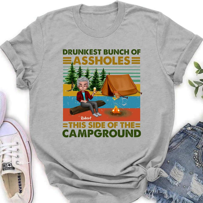 Custom Personalized Camping Shirt/ Pullover Hoodie - Gift Idea For Friends/ Camping Lover - Up to 5 People - Drunkest Bunch Of Assholes This Side Of The Campground