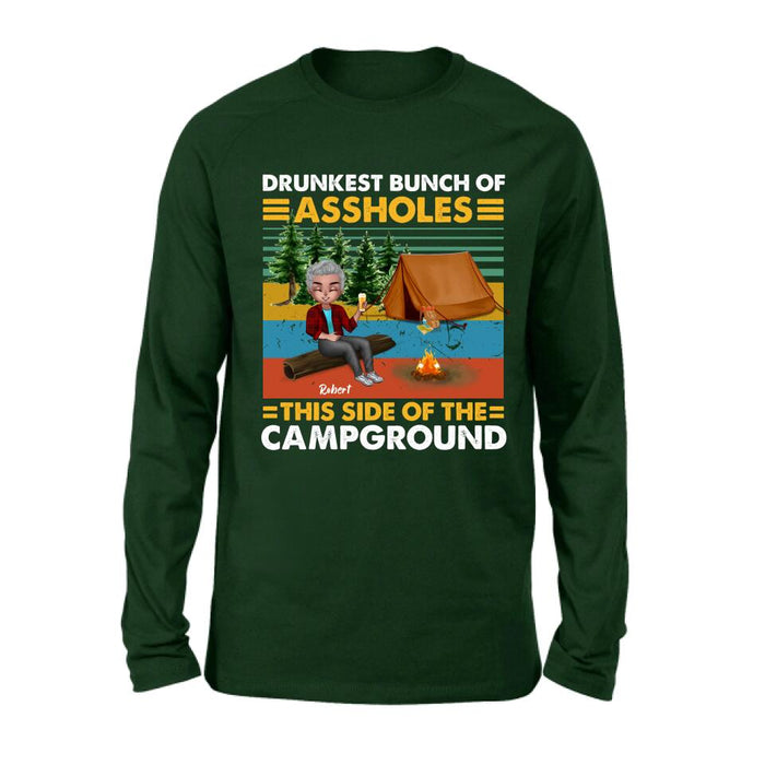 Custom Personalized Camping Shirt/ Pullover Hoodie - Gift Idea For Friends/ Camping Lover - Up to 5 People - Drunkest Bunch Of Assholes This Side Of The Campground