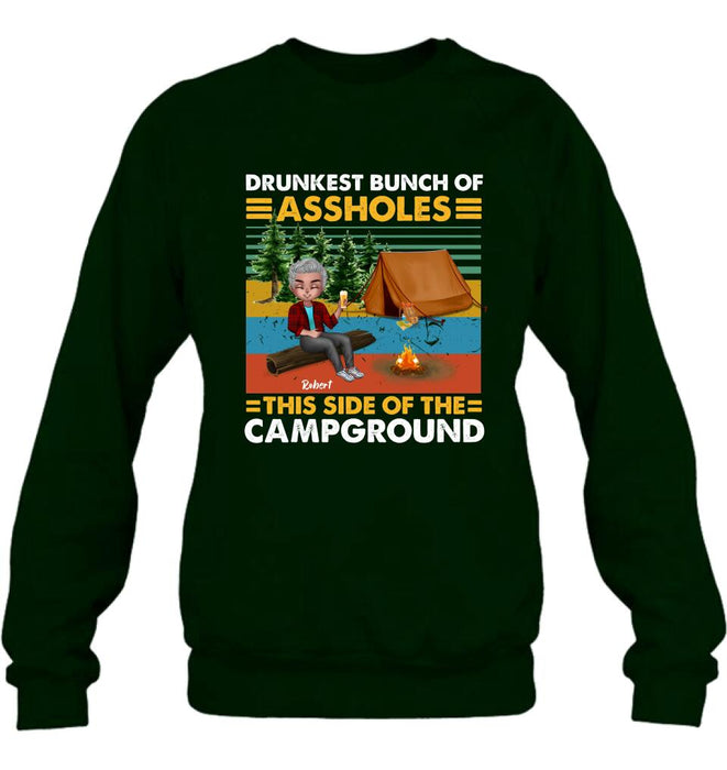 Custom Personalized Camping Shirt/ Pullover Hoodie - Gift Idea For Friends/ Camping Lover - Up to 5 People - Drunkest Bunch Of Assholes This Side Of The Campground