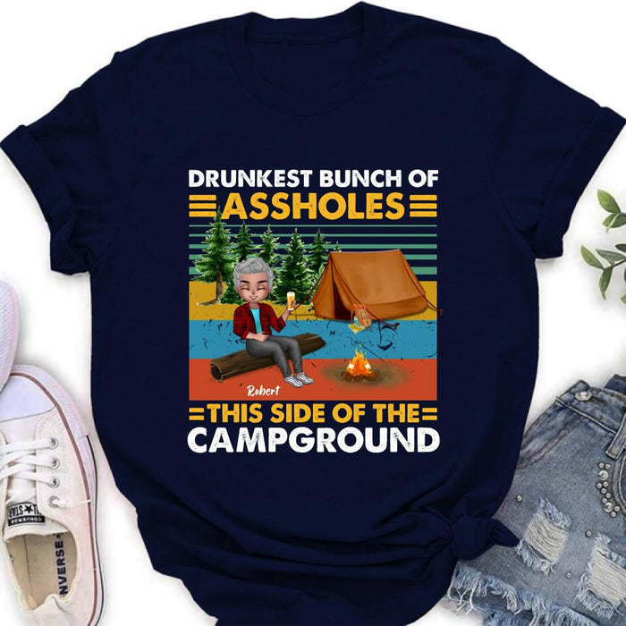 Custom Personalized Camping Shirt/ Pullover Hoodie - Gift Idea For Friends/ Camping Lover - Up to 5 People - Drunkest Bunch Of Assholes This Side Of The Campground