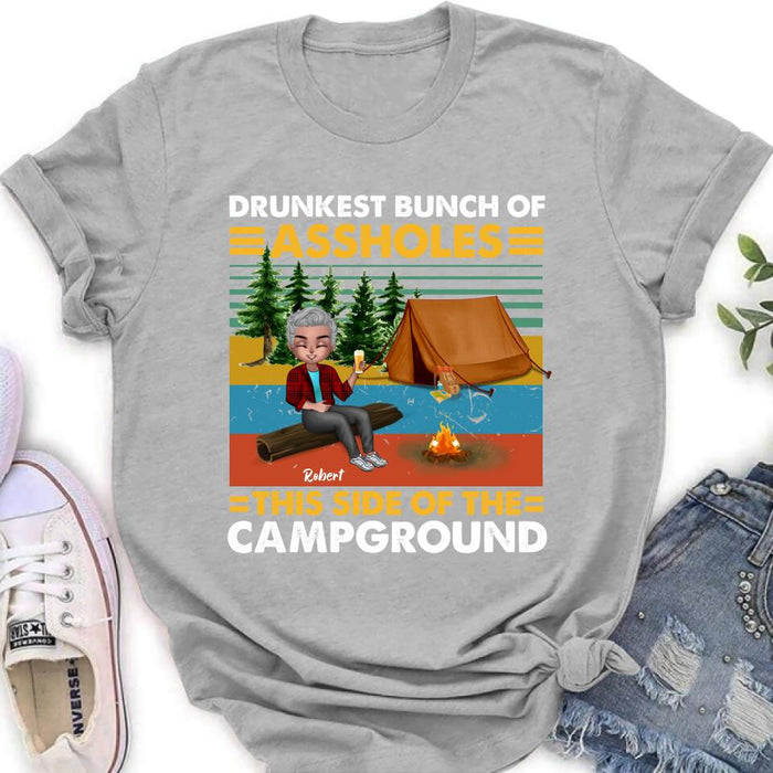 Custom Personalized Camping Shirt/ Pullover Hoodie - Gift Idea For Friends/ Camping Lover - Up to 5 People - Drunkest Bunch Of Assholes This Side Of The Campground