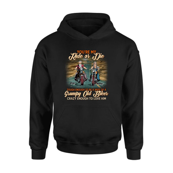 Custom Personalized Couple Biker Shirt/ Pullover Hoodie - Gift Idea For Couple/ Biker - You're My Ride Or Die