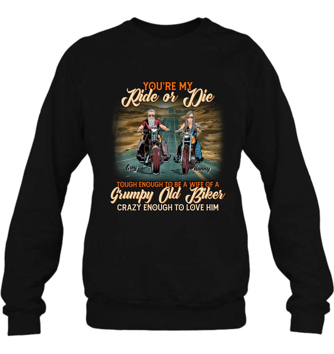 Custom Personalized Couple Biker Shirt/ Pullover Hoodie - Gift Idea For Couple/ Biker - You're My Ride Or Die