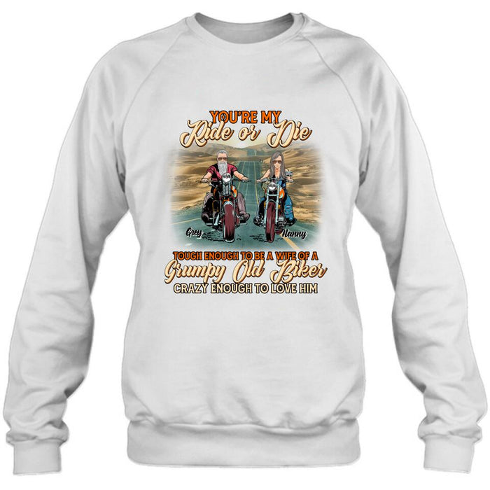 Custom Personalized Couple Biker Shirt/ Pullover Hoodie - Gift Idea For Couple/ Biker - You're My Ride Or Die