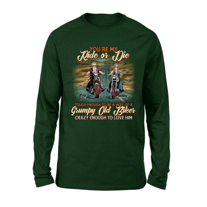 Custom Personalized Couple Biker Shirt/ Pullover Hoodie - Gift Idea For Couple/ Biker - You're My Ride Or Die