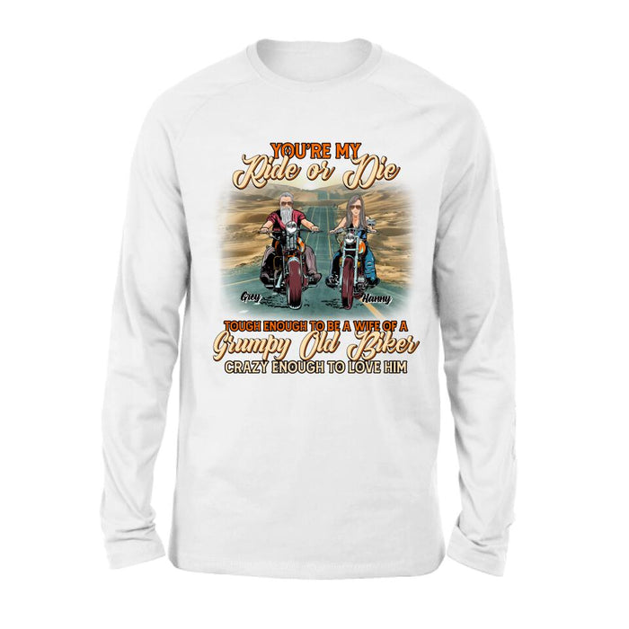 Custom Personalized Couple Biker Shirt/ Pullover Hoodie - Gift Idea For Couple/ Biker - You're My Ride Or Die