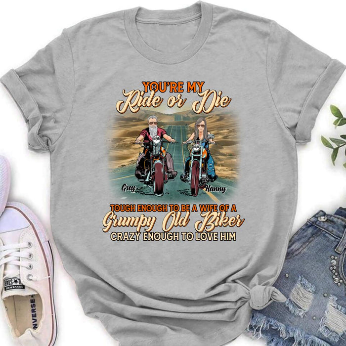 Custom Personalized Couple Biker Shirt/ Pullover Hoodie - Gift Idea For Couple/ Biker - You're My Ride Or Die