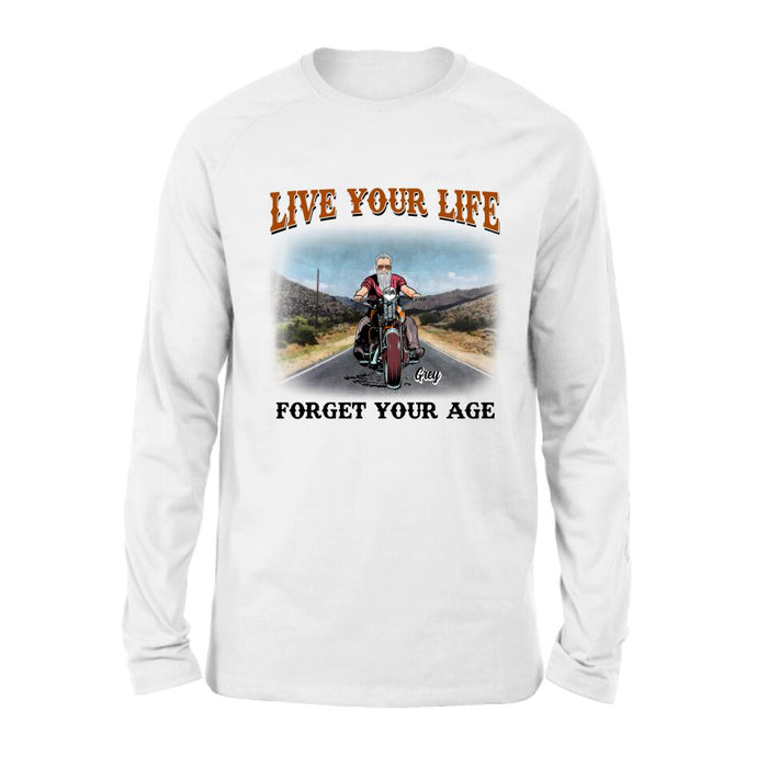 Custom Personalized Biker Shirt - Gift Idea For Biker - Live Your Life Forget Your Age