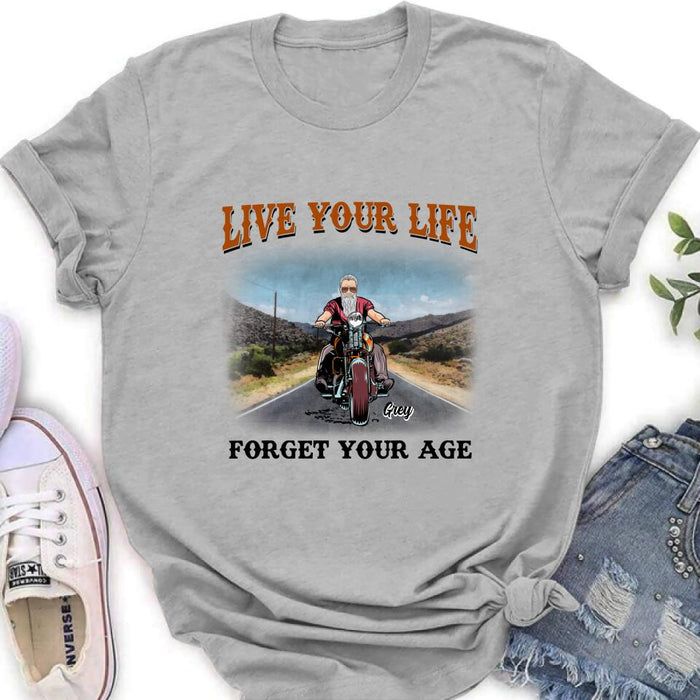 Custom Personalized Biker Shirt - Gift Idea For Biker - Live Your Life Forget Your Age