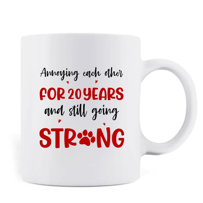 Custom Personalized Valentine Couple & Dog Coffee Mug - Valentine's Day Gift Idea For Couple - Annoying Each Other For 20 Years And Still Going Strong