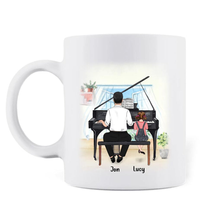 Personalized Gift For Father's Day Mug, Father and Daughter Playing Piano, The Best Piano Player and Even Better - LWPJ0Q