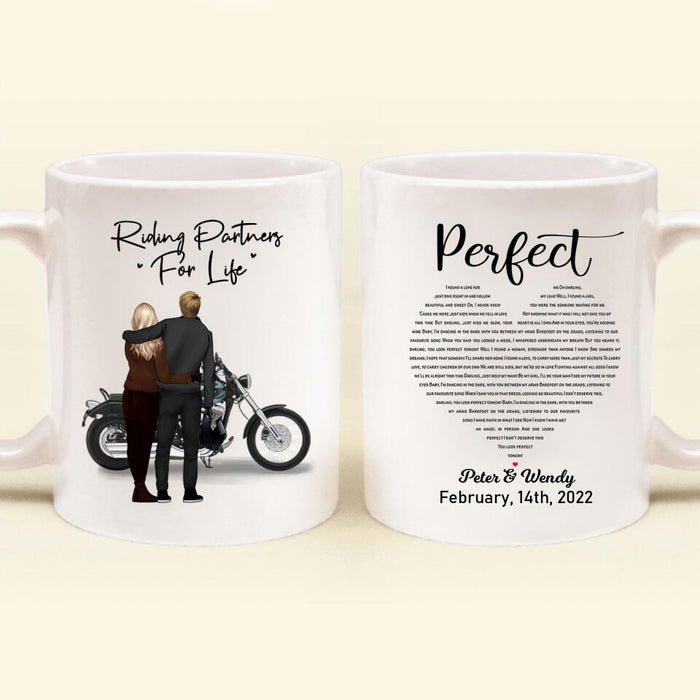 Custom Personalized Perfect Heart Couple Motorbike Coffee Mug - Valentine's Day Gift Idea For Couple