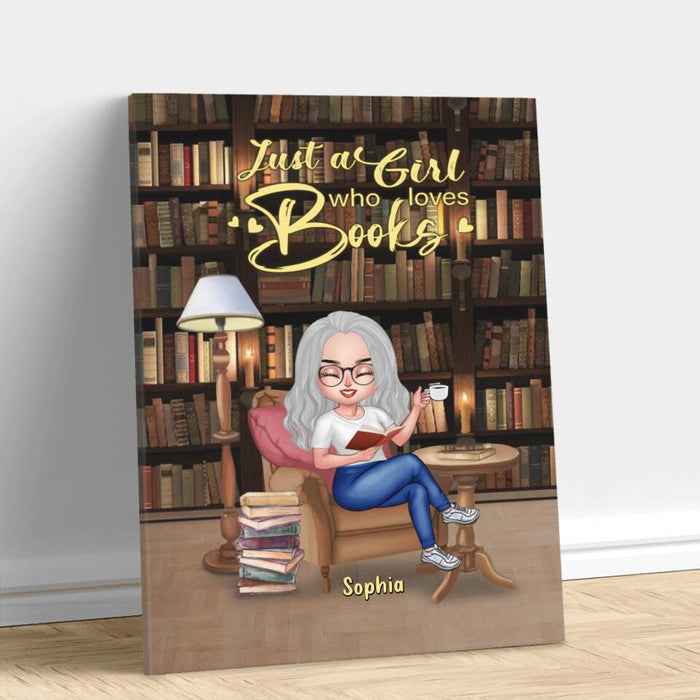 Custom Personalized Reading Book Girl Vertical Canvas - Gift For Reading Lovers - Just One More Chapter