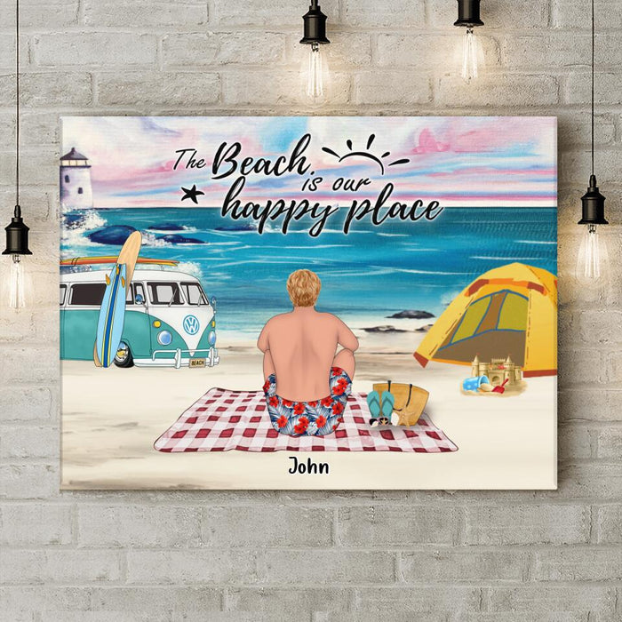 Custom Personalized Camping Beach Canvas - Upro 4 People - Best Gift For Camping Lover/Couple - The Beach Is Our Happy Place