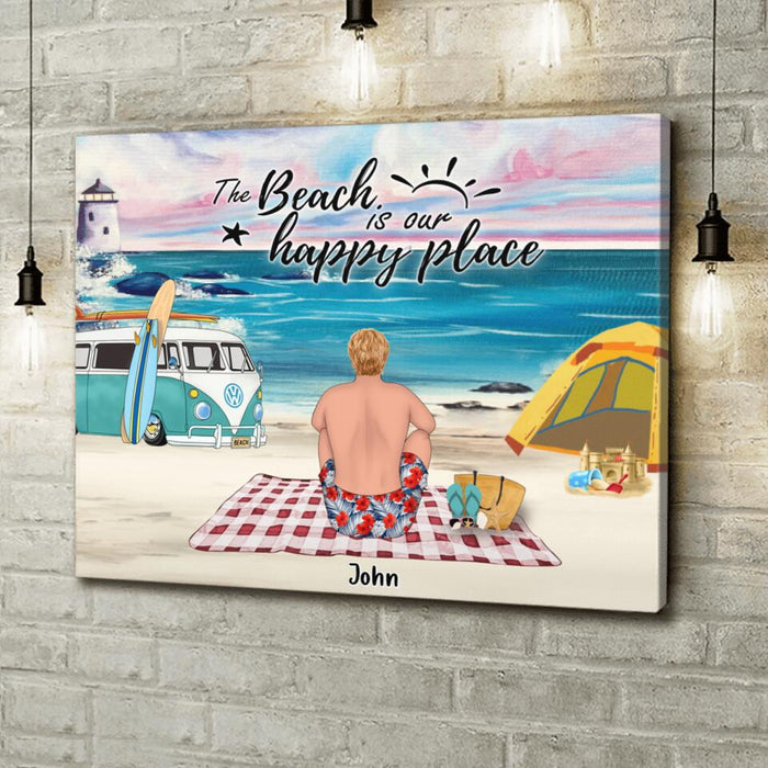 Custom Personalized Camping Beach Canvas - Upro 4 People - Best Gift For Camping Lover/Couple - The Beach Is Our Happy Place