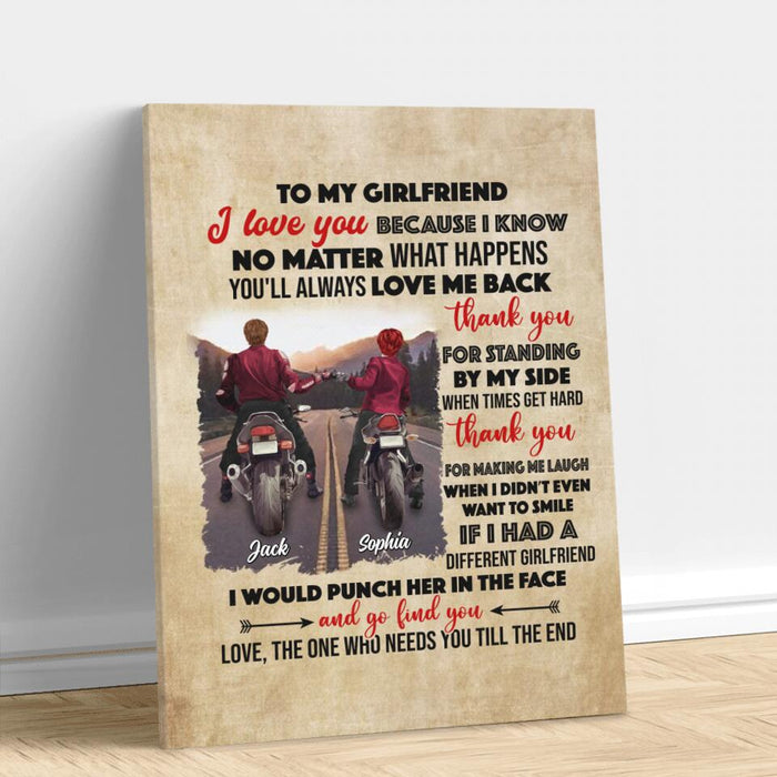 Custom Personalized Motorcycle Couple Canvas - Gift Idea For Couple - To My Girlfriend