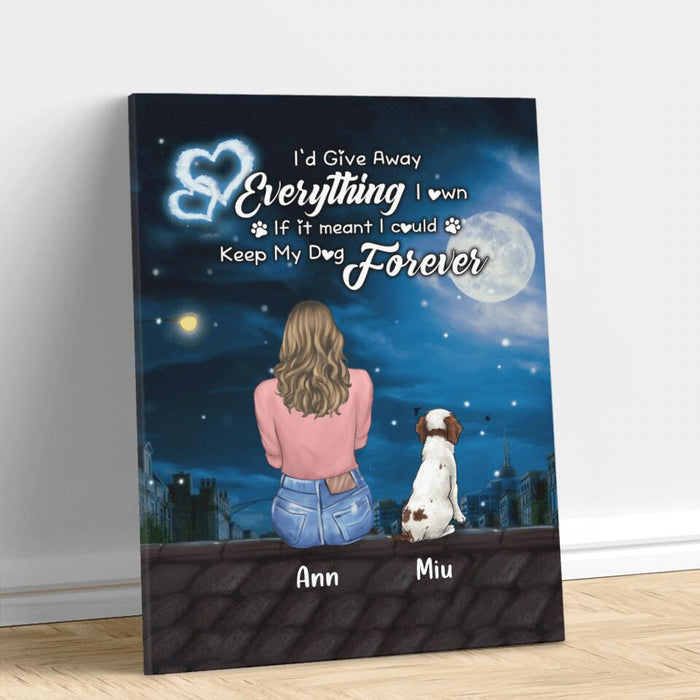 Custom Personalized Dog Mom Vertical Canvas - Gift Idea For Dog Lovers With Up To 4 Dogs - Bliss Is A Result Of A Silent Conversation Between Me And My Dogs