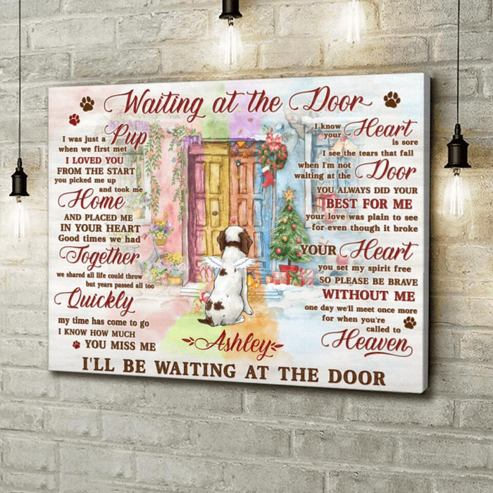 Custom Personalized Memorial Dog Canvas - Gift for Dog Lovers/Dog Mom/Dog Dad - Waiting at the door