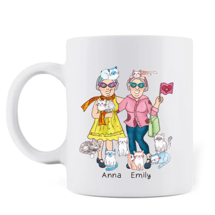 Custom Personalized Let's Be Crazy Cat Ladies Together Coffee Mug - Gift Idea For Best Friends