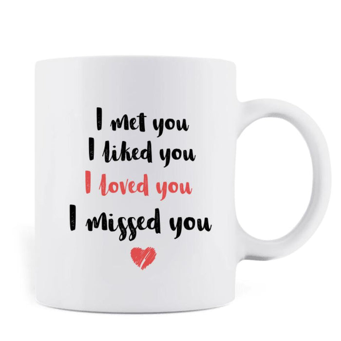 Personalized Memorial Pet Mom Coffee Mug - I Met You I Liked You I Loved You I Missed You - Upto 5 Pets - Memorial Gift Idea For Dog/ Cat Lover