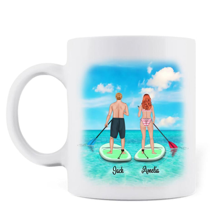 Custom Personalized Stand Up Paddle Boarding Mug - Couple Upto 2 Pets - Gift For The Couple - SUP Life Paddle All Day Grab A Paddle - BWALPG