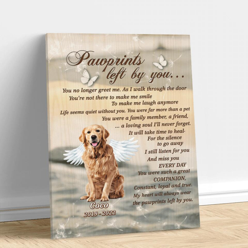 Personalized Memorial Dog Canvas - Memorial Gift For Dog Owner - Pawprints Left By You