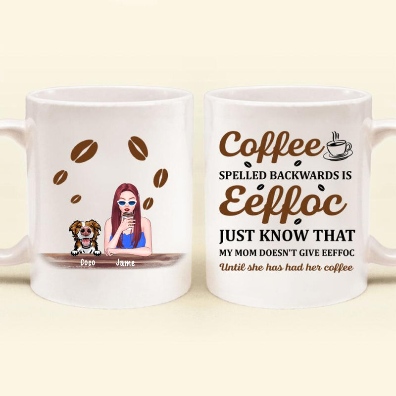 Personalized Coffee Spelled Pet Mom Coffee Mug - Girl With Up to 5 Cats/ Dogs - Best Gift For Dog/Cat Lover