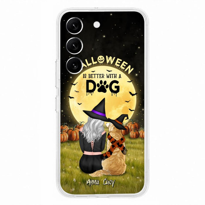 Custom Personalized Halloween Phone Case for iPhone/ Samsung - Gift Idea For Dog Owner with up to 4 Dogs - Halloween Is Better With A Dog