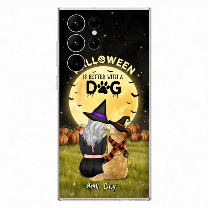 Custom Personalized Halloween Phone Case for iPhone/ Samsung - Gift Idea For Dog Owner with up to 4 Dogs - Halloween Is Better With A Dog