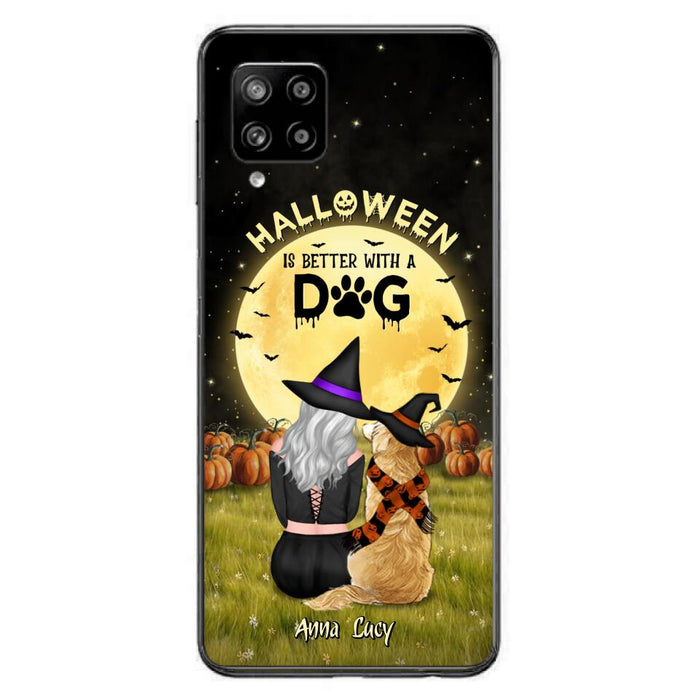 Custom Personalized Halloween Phone Case for iPhone/ Samsung - Gift Idea For Dog Owner with up to 4 Dogs - Halloween Is Better With A Dog