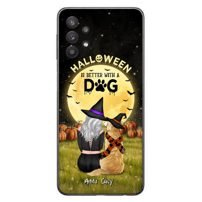 Custom Personalized Halloween Phone Case for iPhone/ Samsung - Gift Idea For Dog Owner with up to 4 Dogs - Halloween Is Better With A Dog