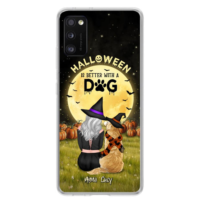 Custom Personalized Halloween Phone Case for iPhone/ Samsung - Gift Idea For Dog Owner with up to 4 Dogs - Halloween Is Better With A Dog