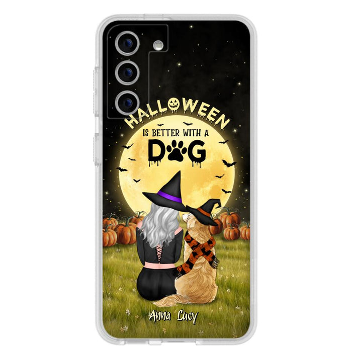 Custom Personalized Halloween Phone Case for iPhone/ Samsung - Gift Idea For Dog Owner with up to 4 Dogs - Halloween Is Better With A Dog