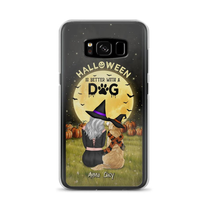 Custom Personalized Halloween Phone Case for iPhone/ Samsung - Gift Idea For Dog Owner with up to 4 Dogs - Halloween Is Better With A Dog