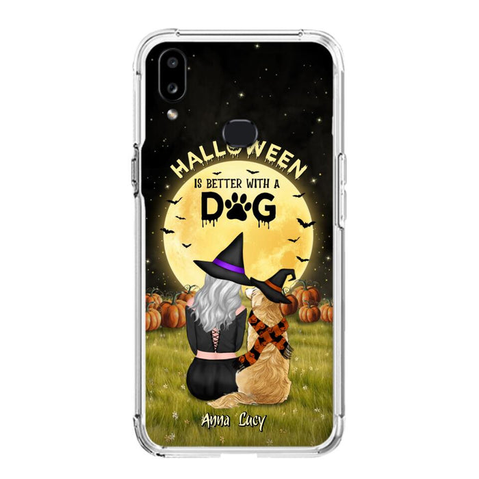 Custom Personalized Halloween Phone Case for iPhone/ Samsung - Gift Idea For Dog Owner with up to 4 Dogs - Halloween Is Better With A Dog