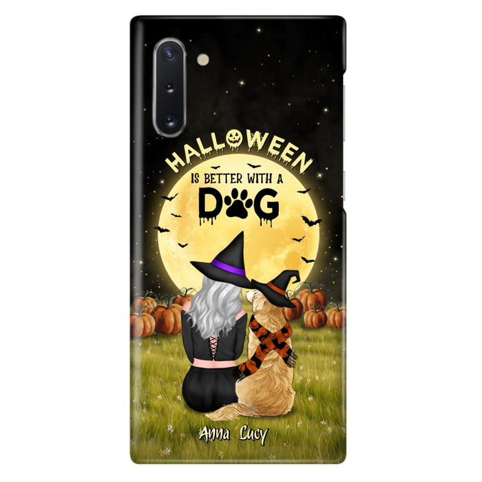 Custom Personalized Halloween Phone Case for iPhone/ Samsung - Gift Idea For Dog Owner with up to 4 Dogs - Halloween Is Better With A Dog