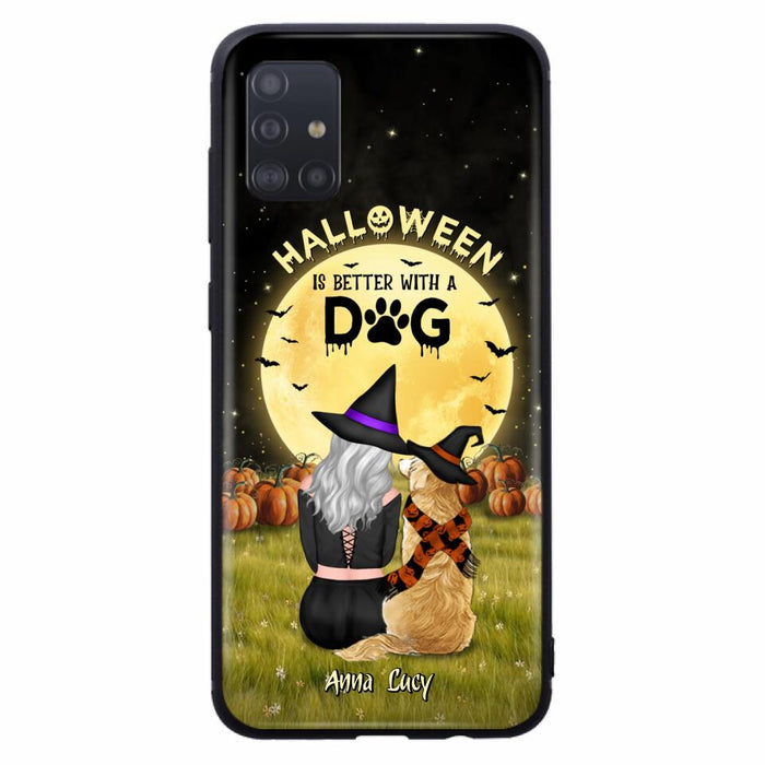 Custom Personalized Halloween Phone Case for iPhone/ Samsung - Gift Idea For Dog Owner with up to 4 Dogs - Halloween Is Better With A Dog