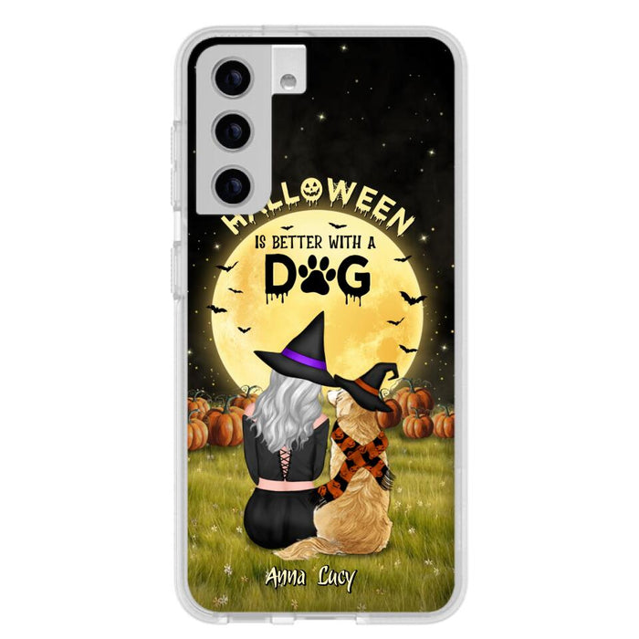 Custom Personalized Halloween Phone Case for iPhone/ Samsung - Gift Idea For Dog Owner with up to 4 Dogs - Halloween Is Better With A Dog