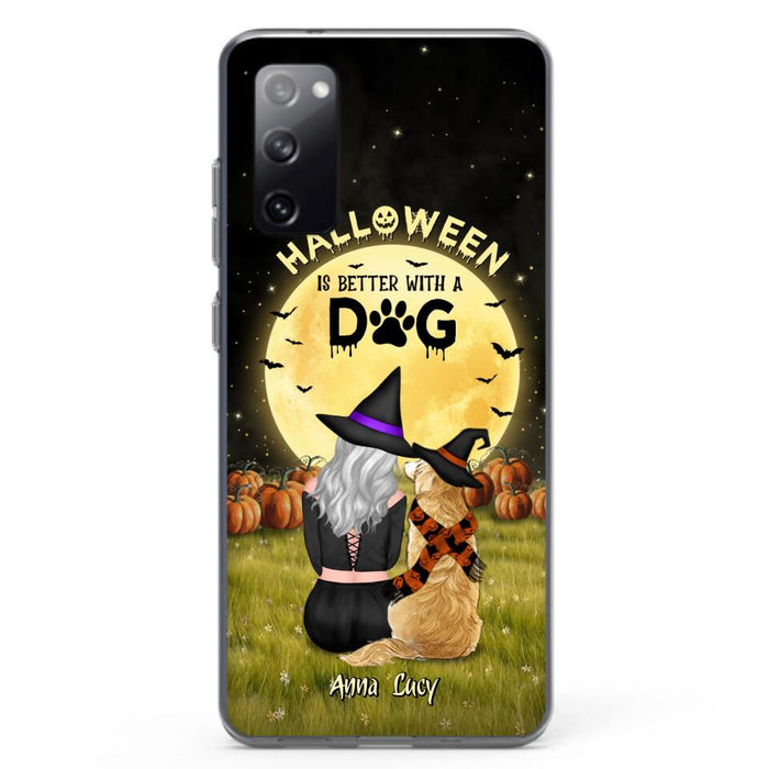 Custom Personalized Halloween Phone Case for iPhone/ Samsung - Gift Idea For Dog Owner with up to 4 Dogs - Halloween Is Better With A Dog