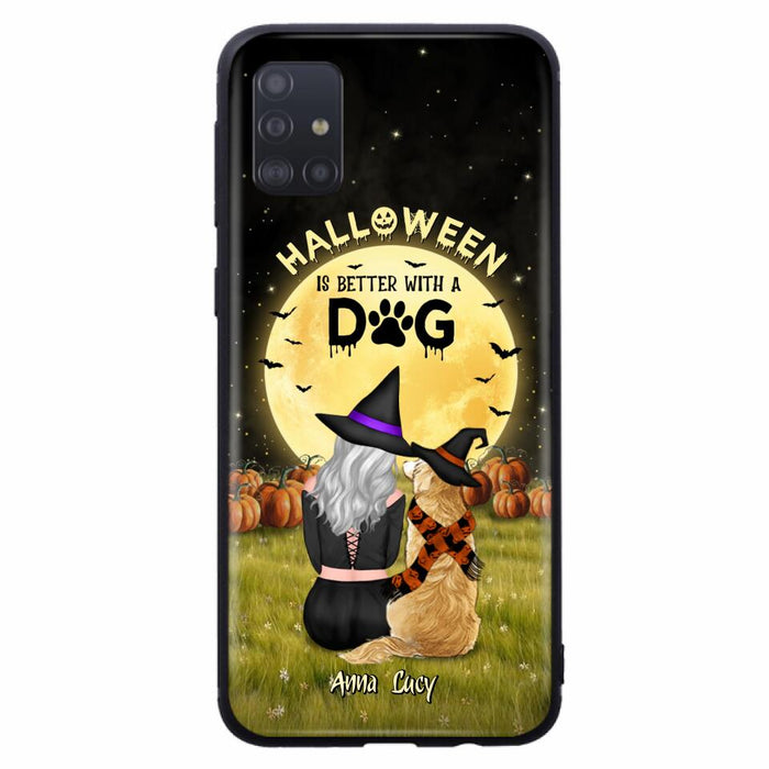 Custom Personalized Halloween Phone Case for iPhone/ Samsung - Gift Idea For Dog Owner with up to 4 Dogs - Halloween Is Better With A Dog