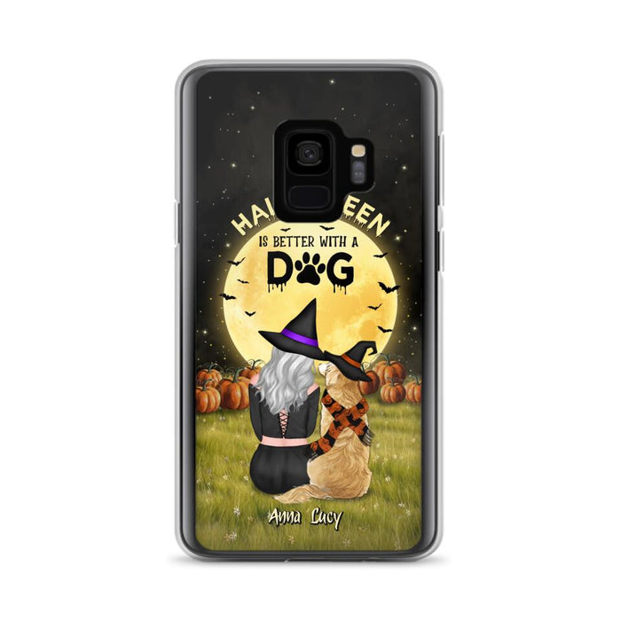 Custom Personalized Halloween Phone Case for iPhone/ Samsung - Gift Idea For Dog Owner with up to 4 Dogs - Halloween Is Better With A Dog